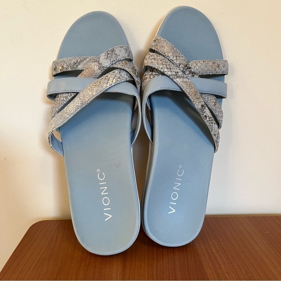 Vionic Dava Women's Orthotic Criss Cross Slide Sandal in Sky Blue - size 7 - Picture 6 of 8